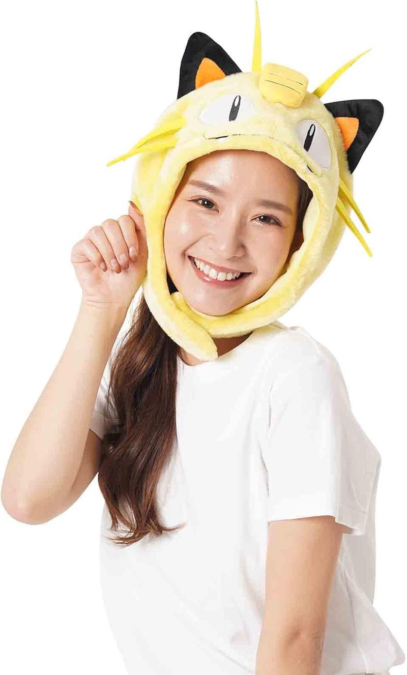 SAZAC Cozy, Warm Meowth Kigurumi Hat with Ear Flaps Pokemon Beanie for Adults, Luxurious Novelty Hat for Halloween & Cosplay - Premium Anime Cap - Image 2